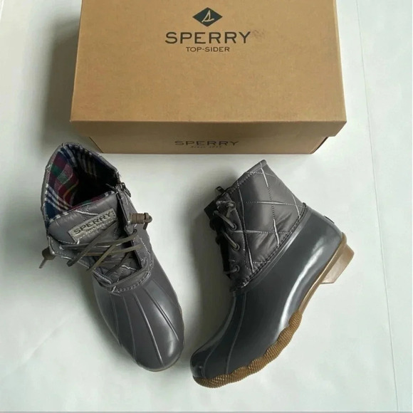 New Sperry Top sider Saltwater STS85830 women's duck boots Nylon Quilt Grey - Picture 8 of 14